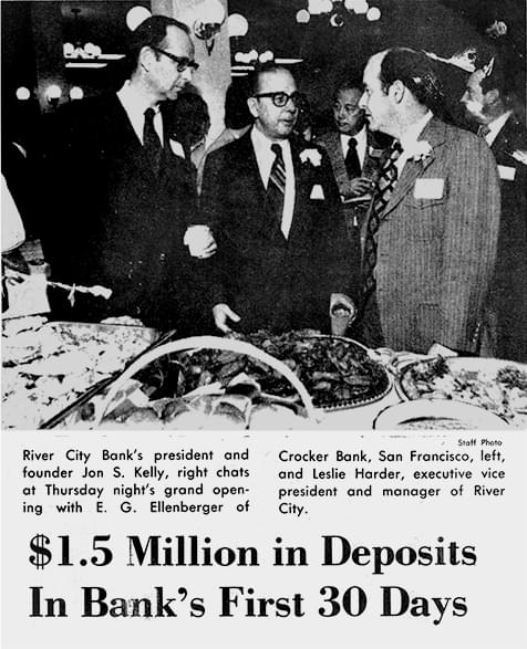 Archival photo of River City Bank’s grand opening event