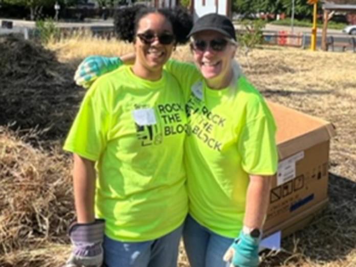Two River City Bank employees volunteer for 'Rock the Block'