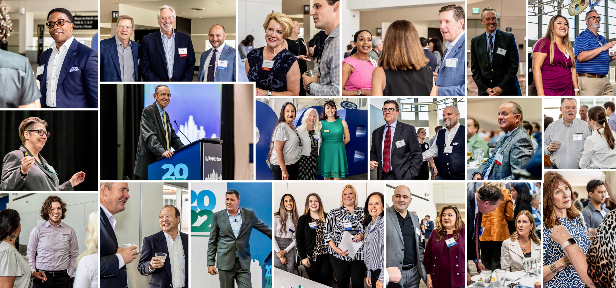 Collage of people participating at the Business Outlook 2022 event