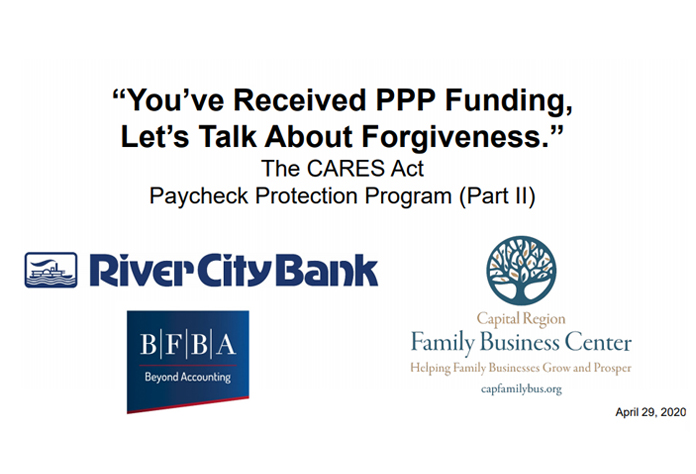 PPP Funding, let's talk about forgiveness webinar placeholder